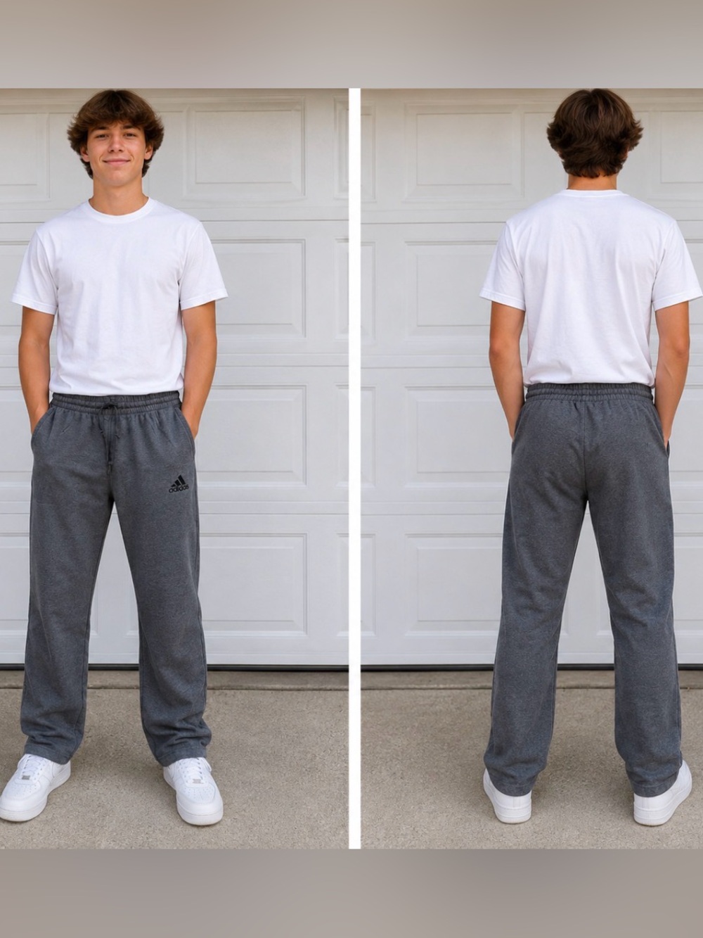 adidas Men's Charcoal Gray Logo Sweat Joggers